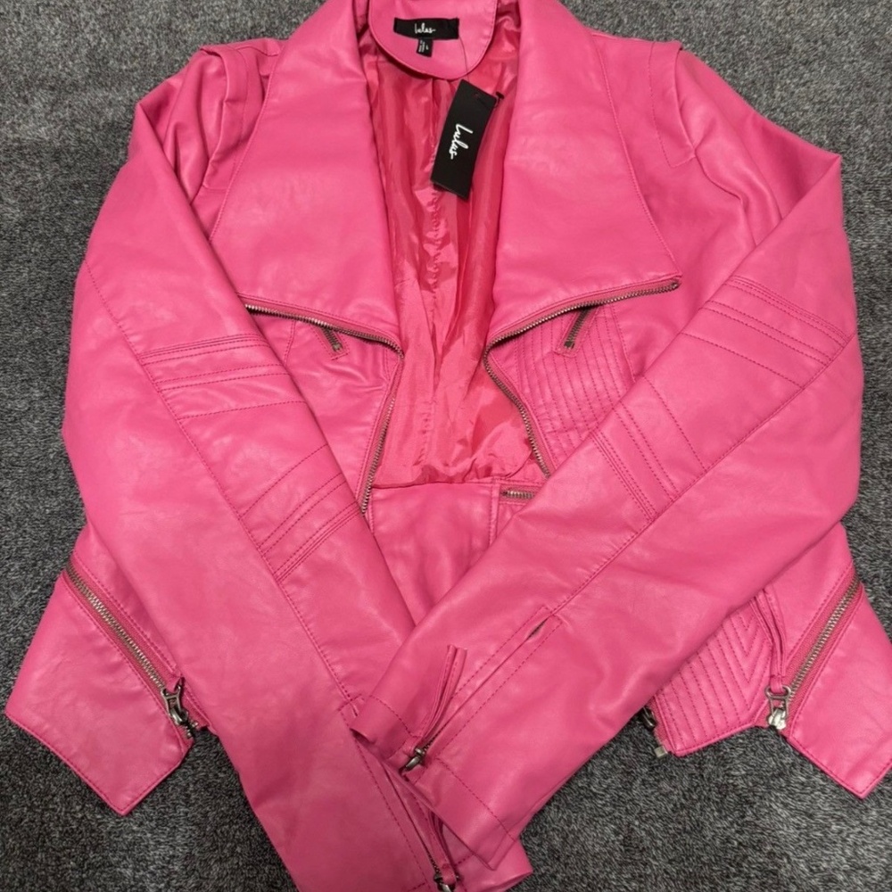 hot pink vegan leather jacket! New with tags.